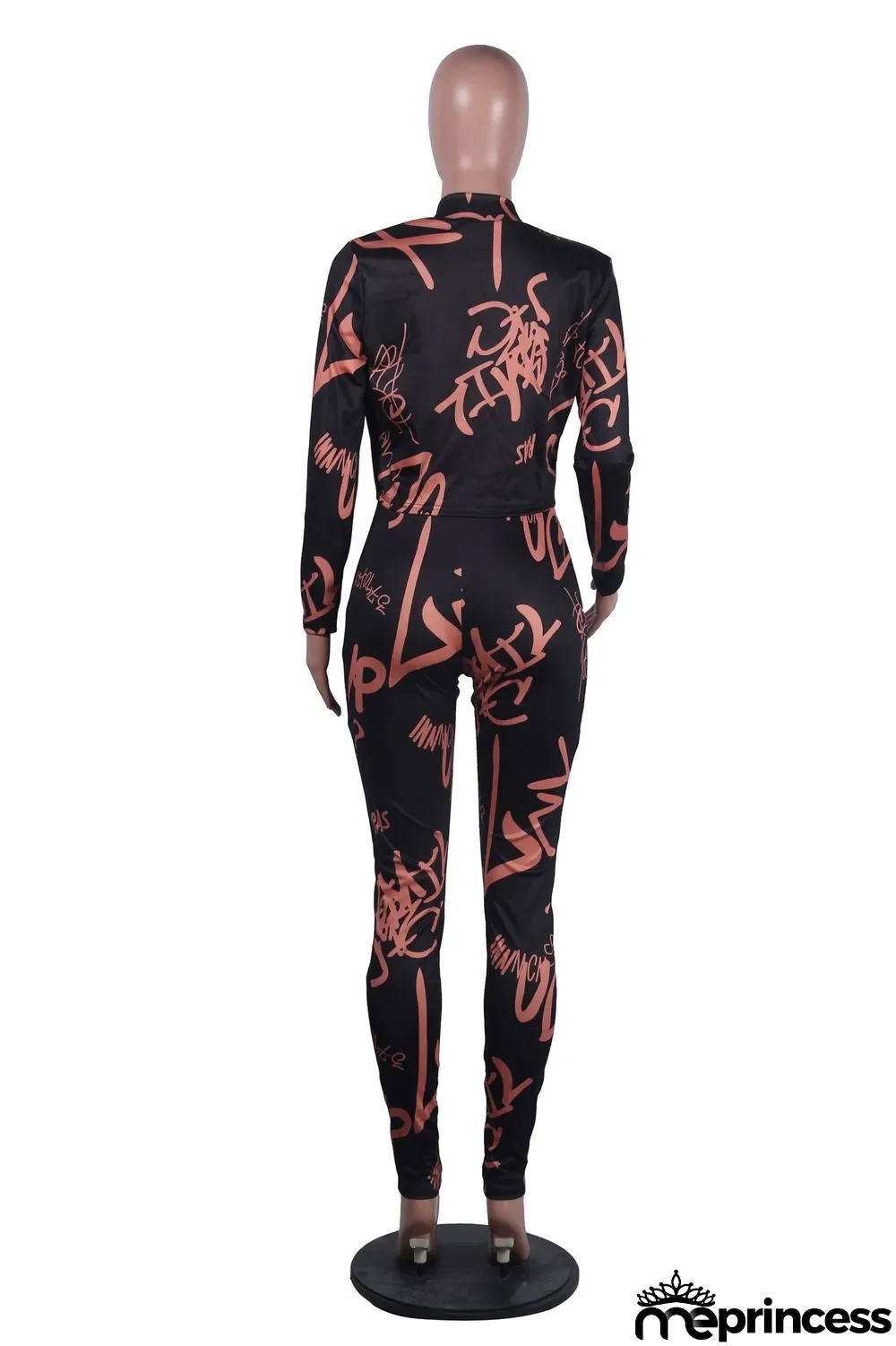 Trendy Printing Casual Two-piece Jacket + Jumpsuit