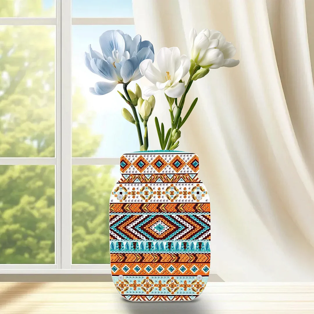Mandala Acrylic Double Sided Special Shape Diamond Painting Vase for Home