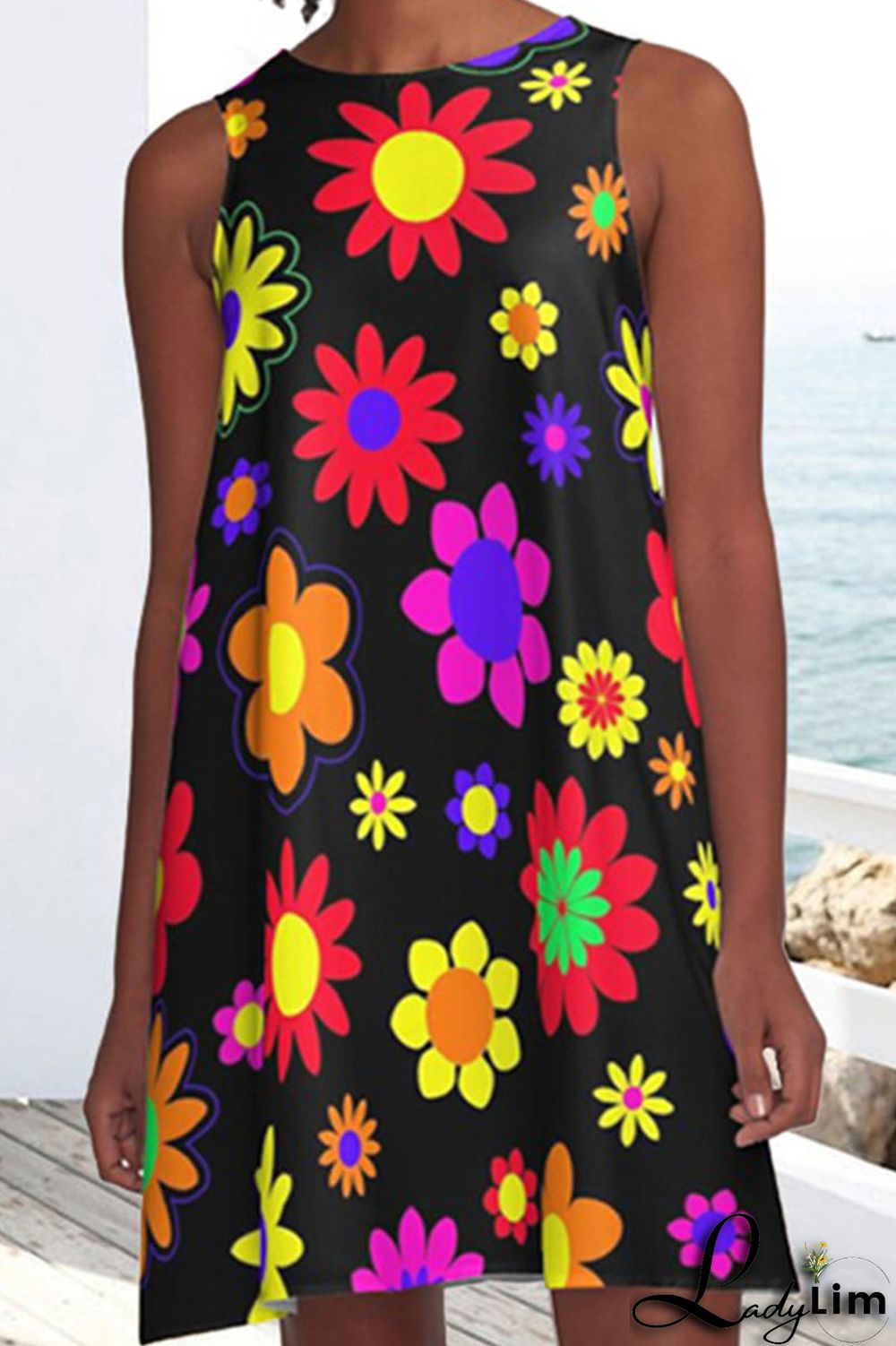 Pink Casual Print Patchwork O Neck A Line Dresses