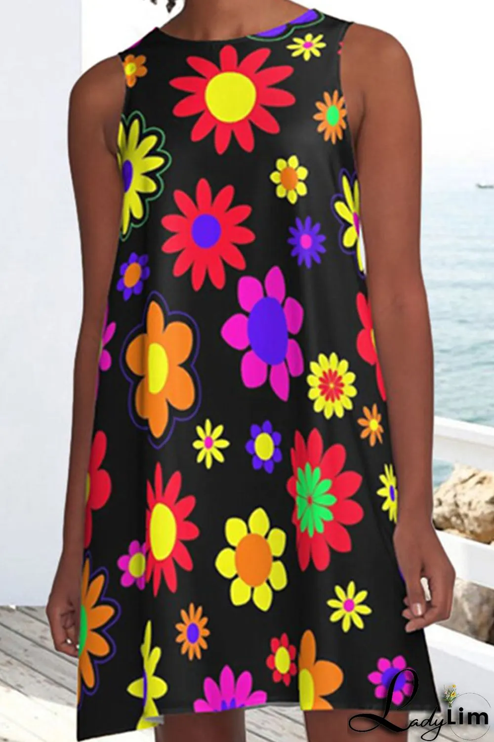 Pink Casual Print Patchwork O Neck A Line Dresses