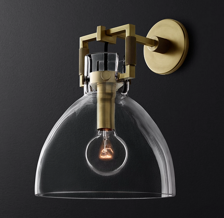 Machinist Glass Gloche Wall Sconce 10" For Dining Room Vjlight