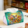 (24cm)Diamond Art Tissue Box Cover DIY PU Desktop Organizer(Sunflowers and birds)