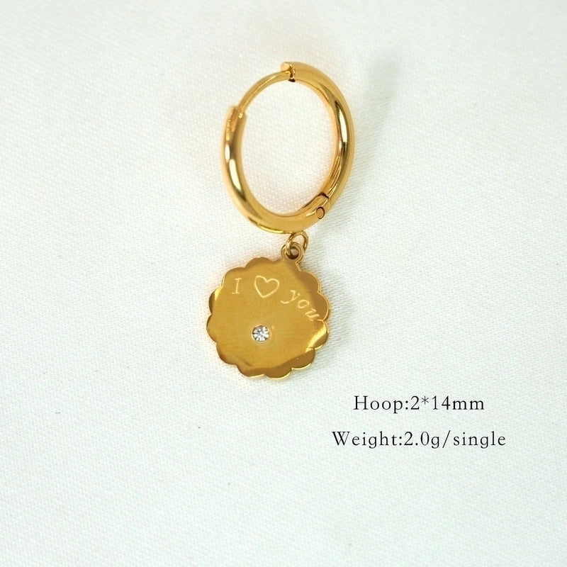 1 Pair Minimalist Cross Devil’s Eye Moon 304 Stainless Steel Drop Earrings