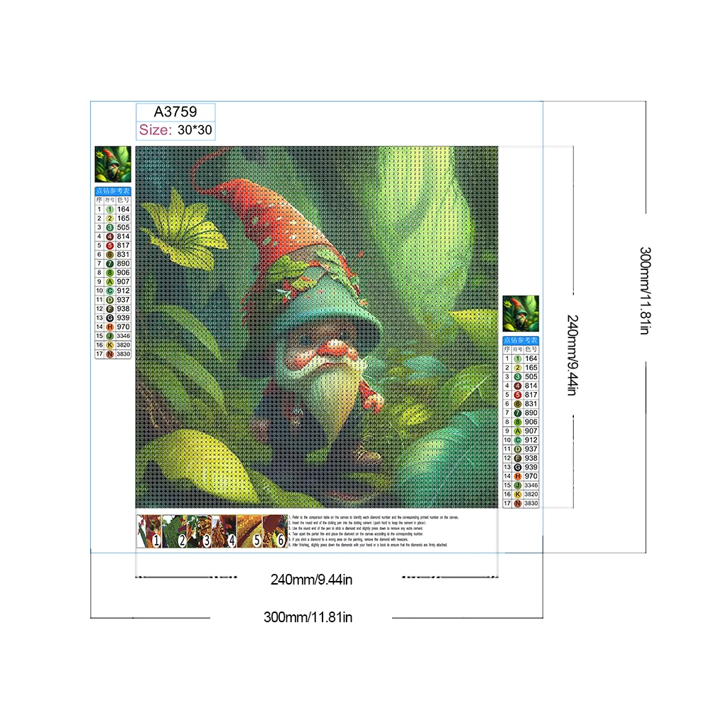 Full Round Diamond Painting 30*30cm - Goblin In The Forest