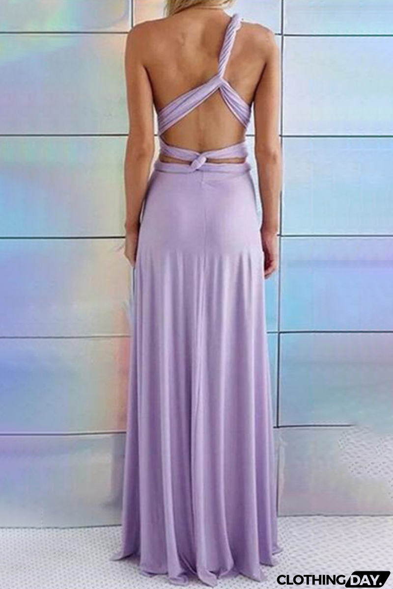 Fashion Elegant Solid Patchwork Backless Strap Design Evening Dress Dresses(20 Colors)