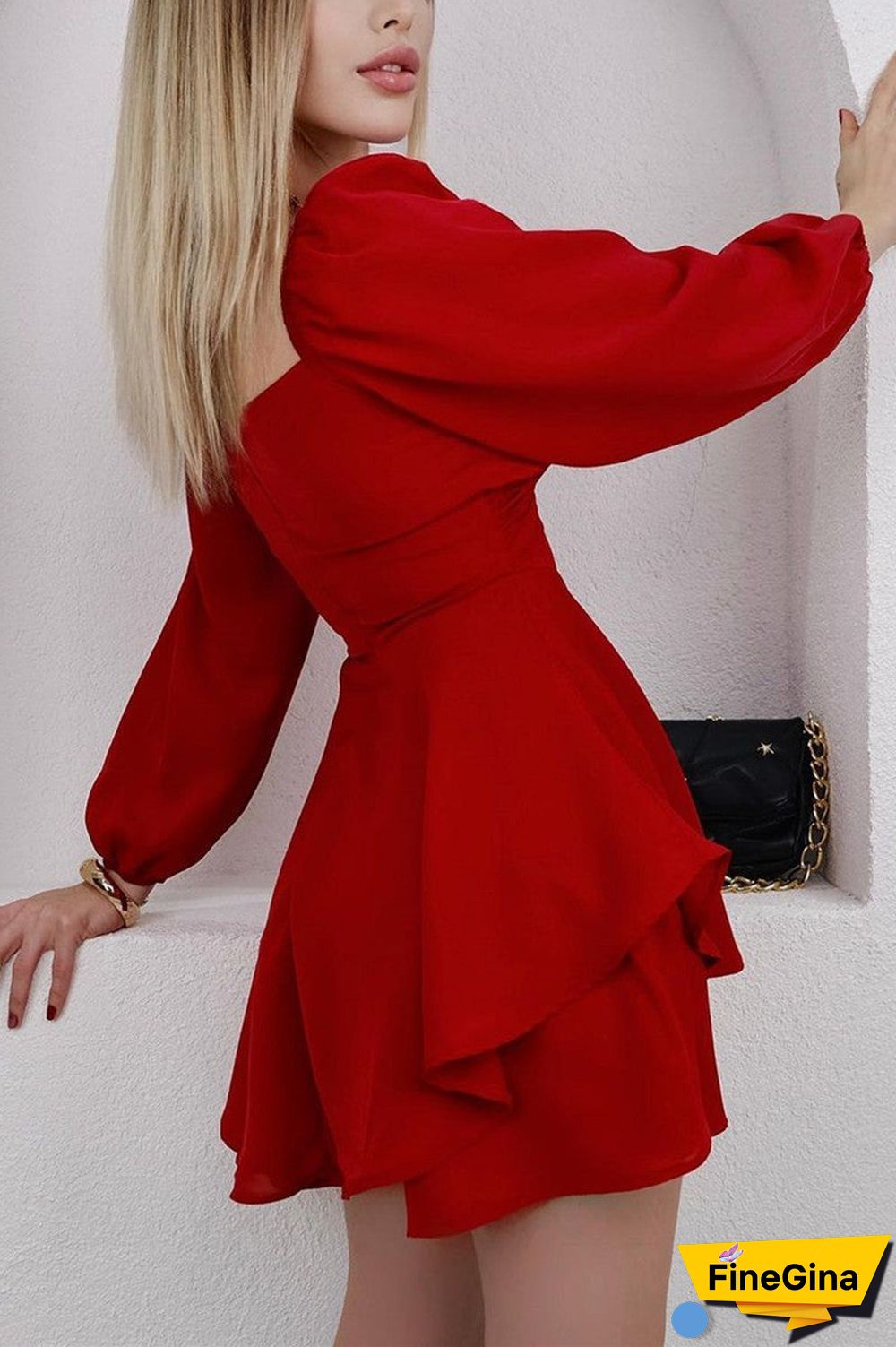 Fashion Solid Square Collar Dresses