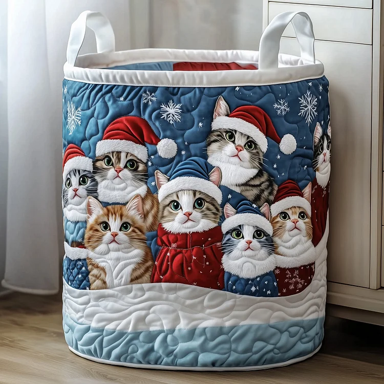 Christmas Kittens Quilted Laundry Basket GFTONT4264