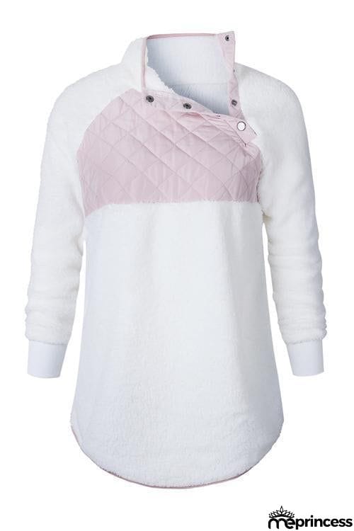 Buttons Color Block Hoodie