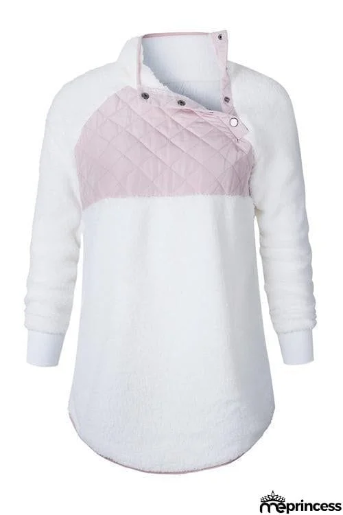 Buttons Color Block Hoodie