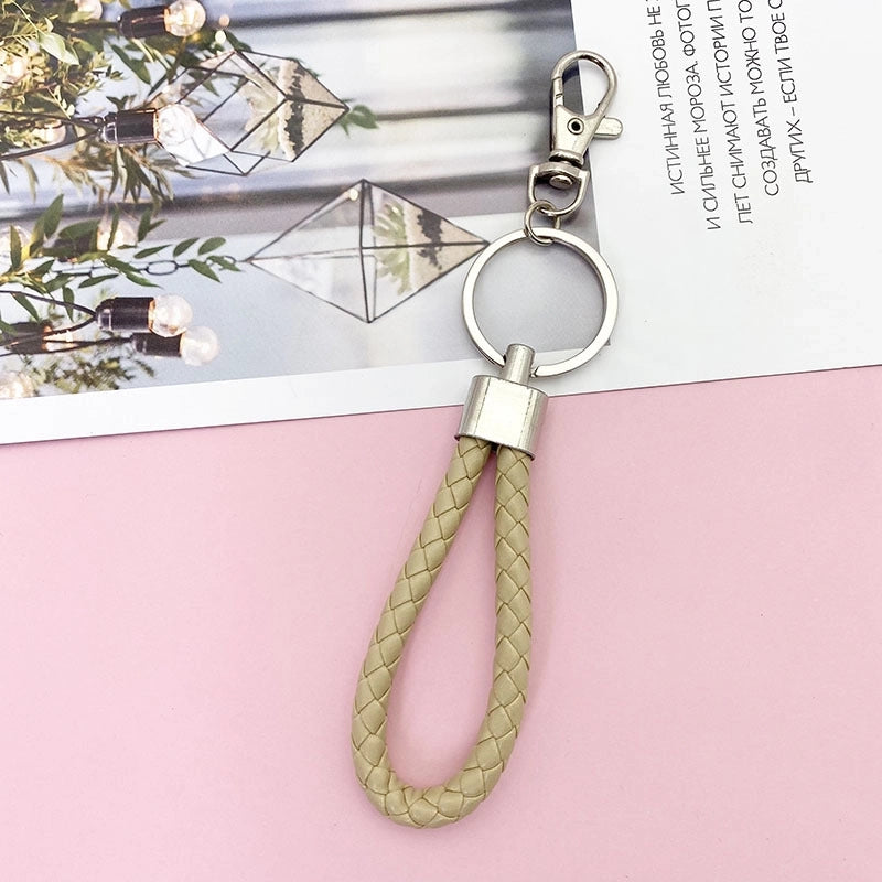 Minimalist Classic Style Solid Color Pu Leather Unisex Bag Pendant Keychain