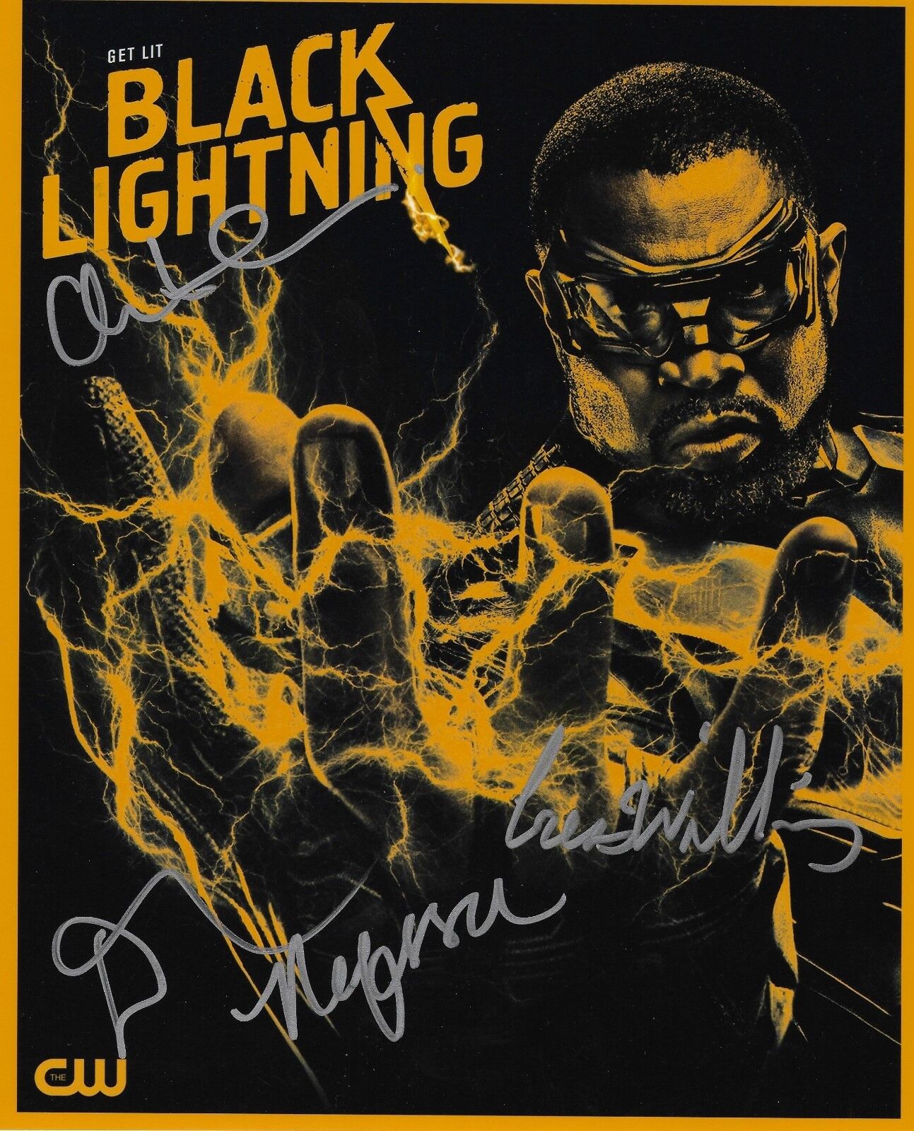 Black Lightning cast REAL hand SIGNED Photo Poster painting #3 COA Cress Nafessa Christine Damon