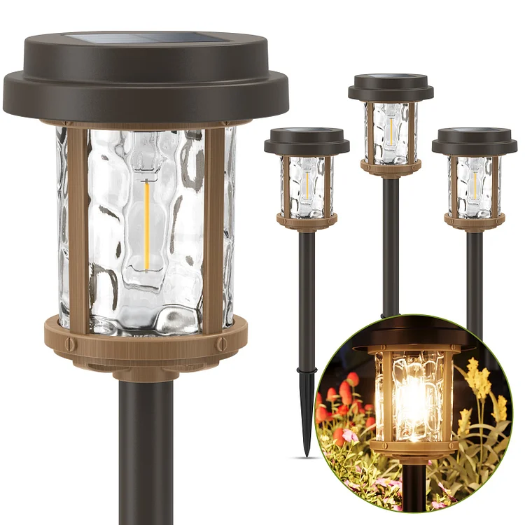XMCOSY+ Water Glass Lens Outdoor Solar Lights-&lrm;Brown