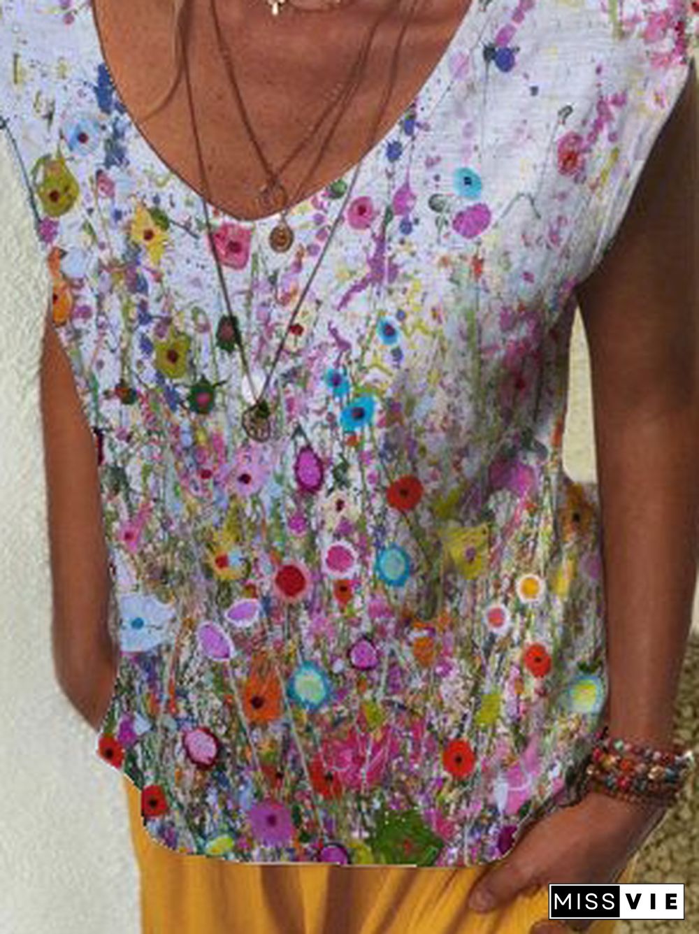 Casual Shift Abstract Tops