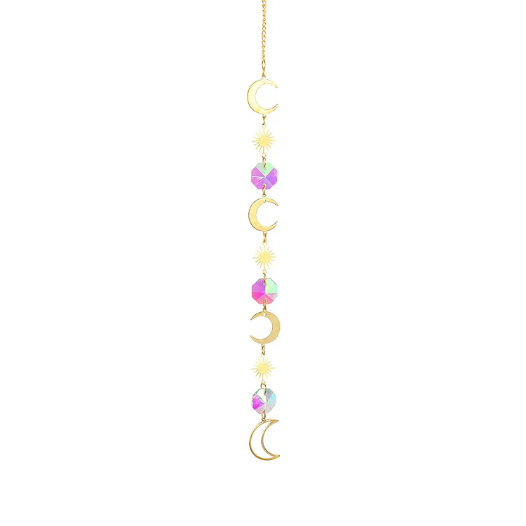 Hanging Bead Moon Sun Light Catcher Crystal Outdoor Wall Wind Chime (72)