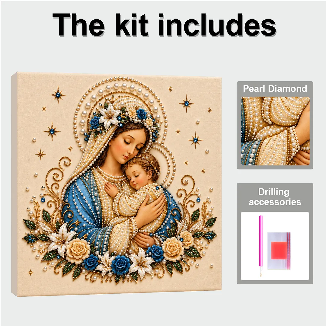 Framed Pearl Painting Kit Sacred Heart Theme 7.87x7.87in