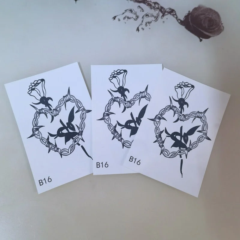 Love Flame Fake Tattoo Heart Stickers Waterproof Lasting Sexy Female Watercolor Tattoo Body Art Arm Temporary Tattoos Stickers