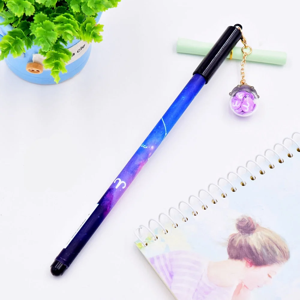 1 Pcs Lytwtw's Twelve Zodiac Star Shard Pendant Gel Pen Gift Stationery School Office Supply Constellations Horoscope Astrology