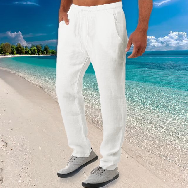 Men's Breathable Cotton Linen Loose Casual Pants、、URBENIE