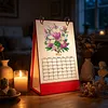 2027 New DIY Diamond Painting Flower Bouquet Desk Calendar Set 12-Month Flip Calendar Design Monthly Planner Office Desktop Decor