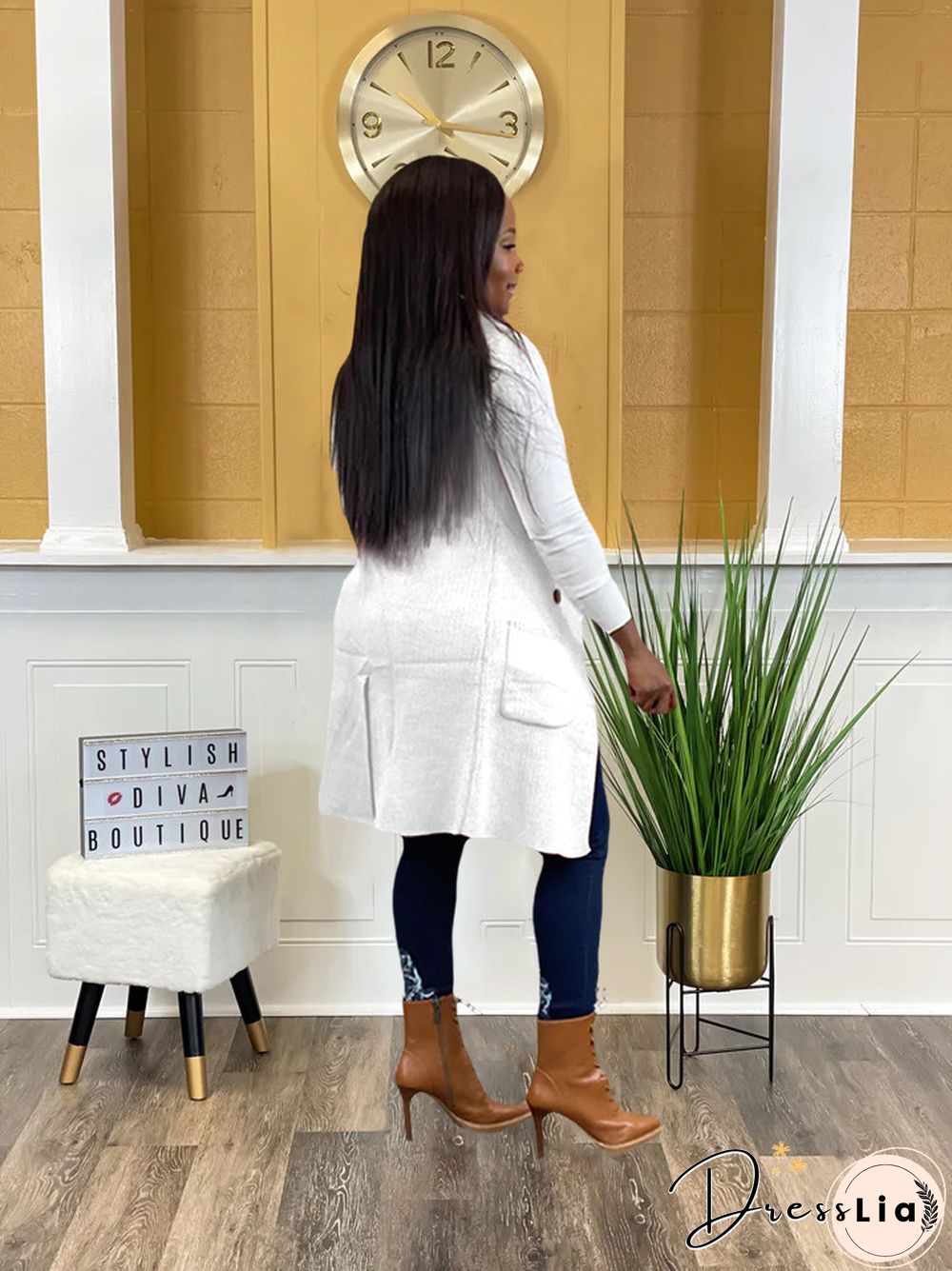 Solid Color Sleeveless knit Sweater Vest Cardigan