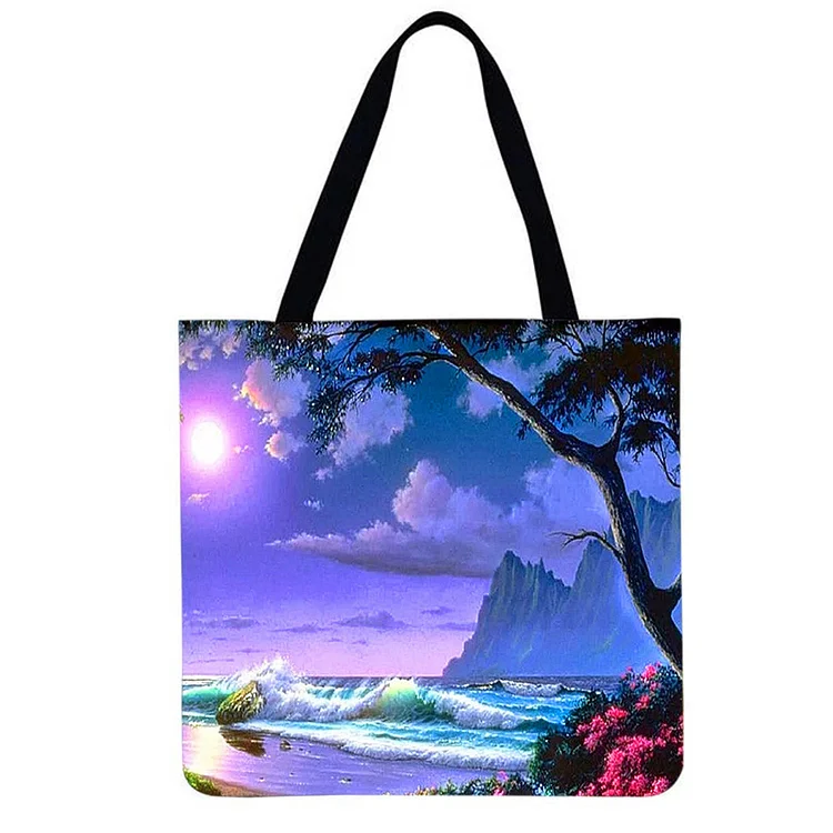Linen Eco-friendly Tote Bag - Seaside scenery