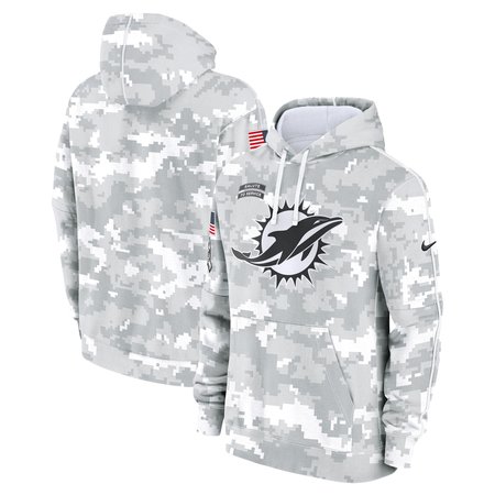 Youth Miami Dolphins  White/Gray 2024 Salute To Service Pullover Hoodie