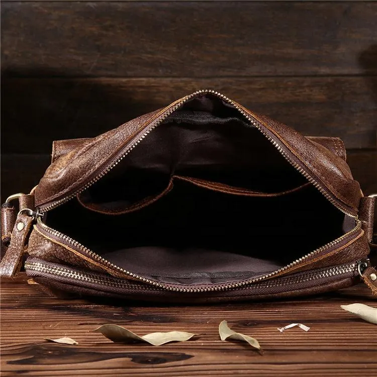 Retro Crazy Horse Leather Men's Briefcase Messenger Bag