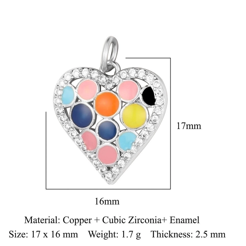 1 Piece Copper Zircon 18K Gold Plated Heart Shape Crown