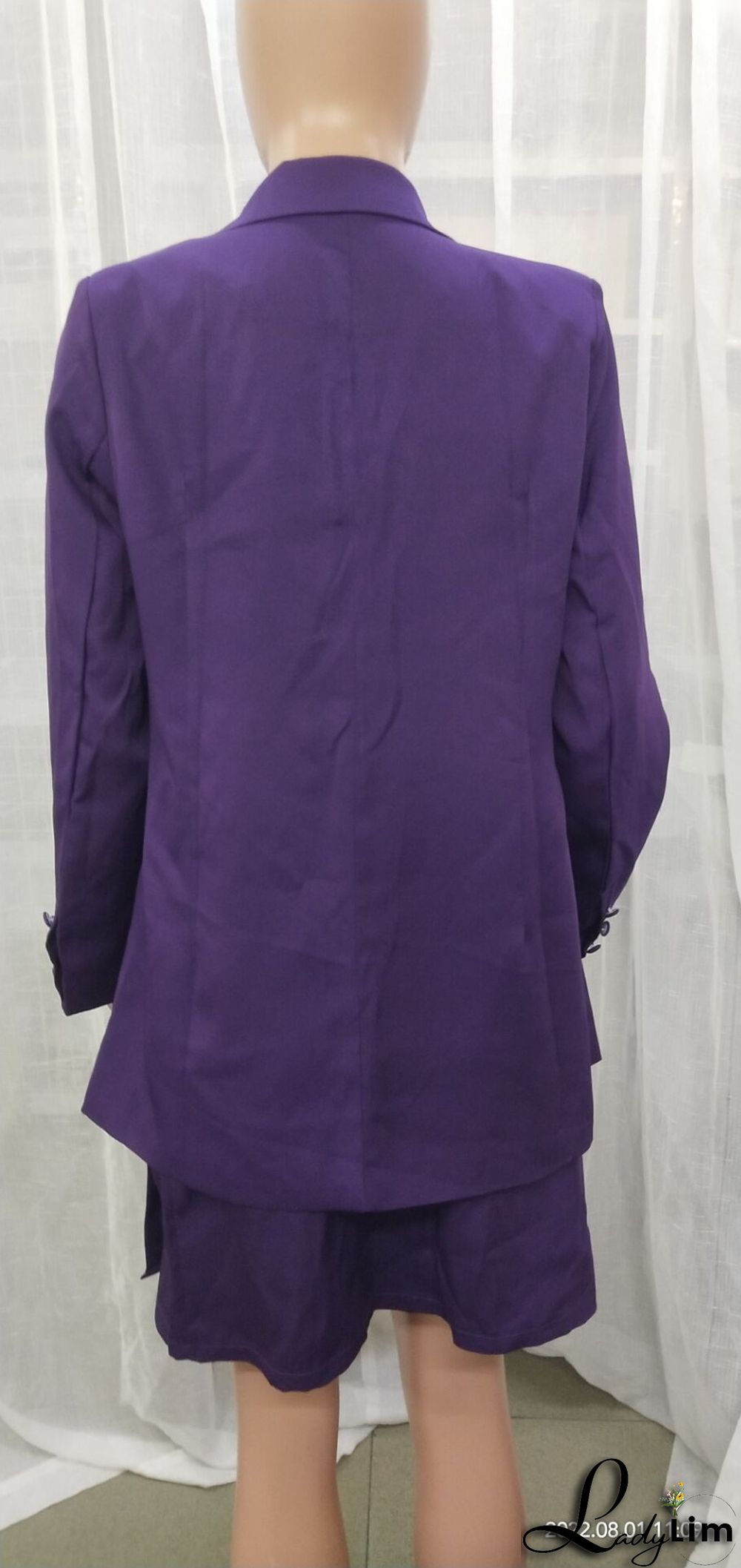 Solid Color Suit Blazer Coat Skirt Two Piece