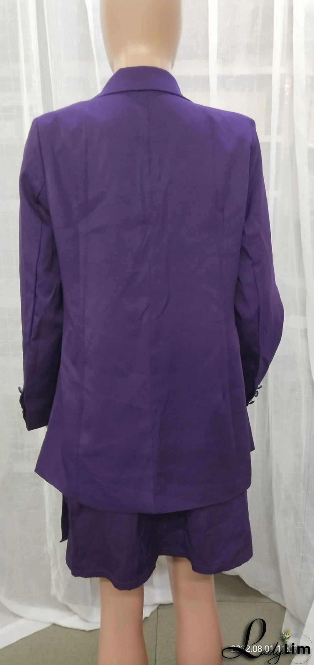 Solid Color Suit Blazer Coat Skirt Two Piece