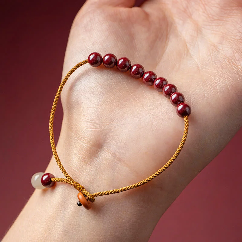Natural Cinnabar Beaded Blessing Handmade Bracelet
