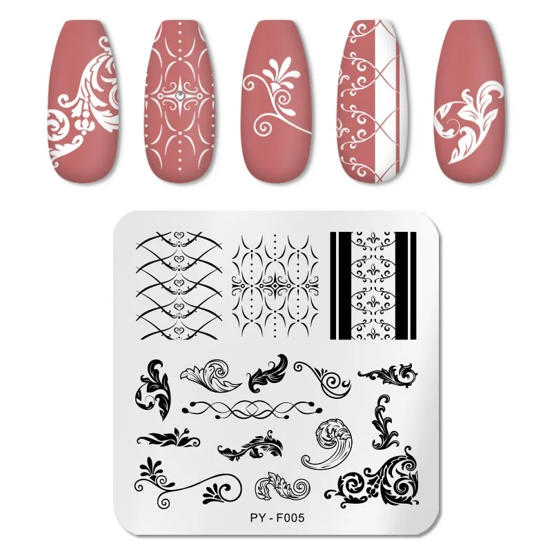 PICT YOU Valentine's Day Nail Stamping Plates Rose Flower Love Pattern Nail Art Plate Overprint Stamp Stencils Design Molds-Nail Inspo
