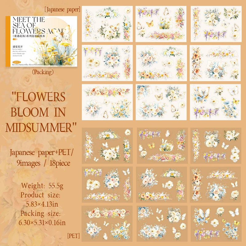 Journalsay Revisiting The Sea of Flowers Series Vintage Plant Flower Landscaping Sticker Book 