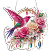 Diamond Painting Acrylic Hummingbird Flowers Window Hanging Pendant for Home Decor