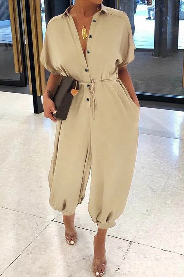 Plus Size Casual Vintage Leopard Frenulum Printing Loose Jumpsuits