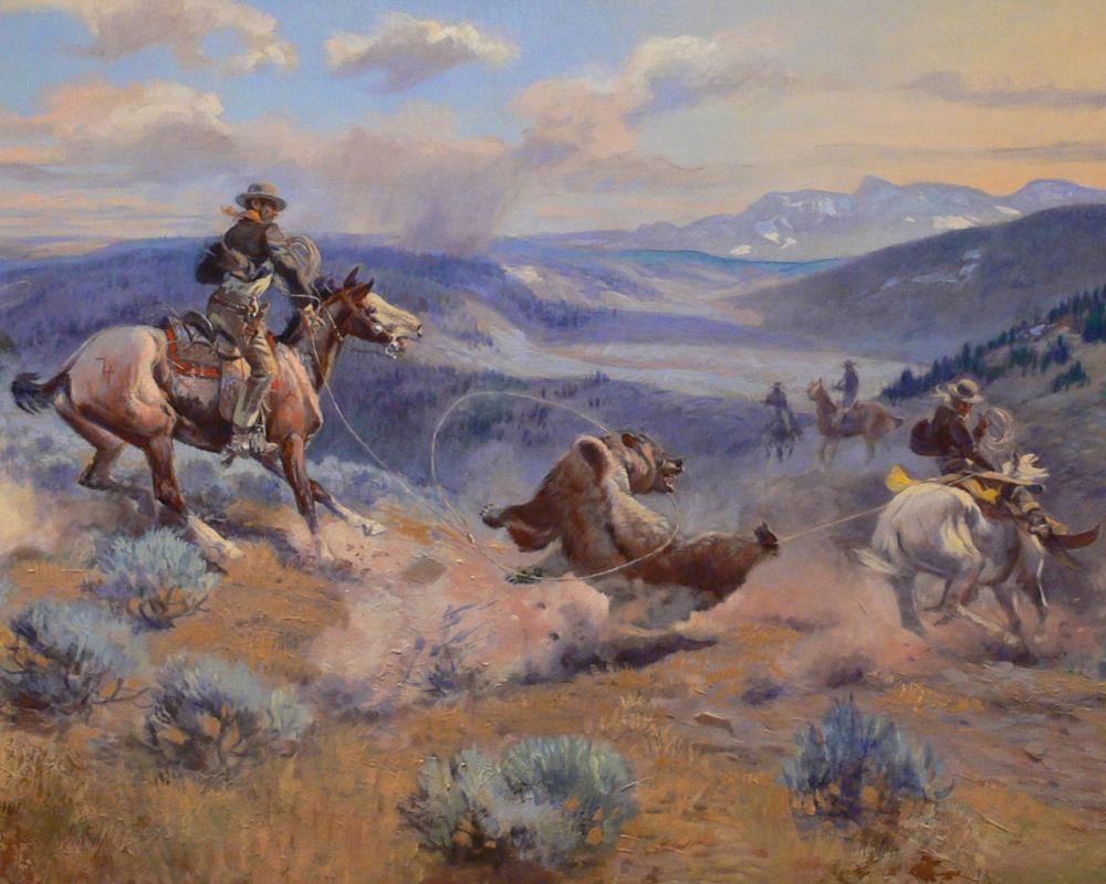 

Cowboys Catching Bears – Paint By Numbers - 40*50CM, 501 Original