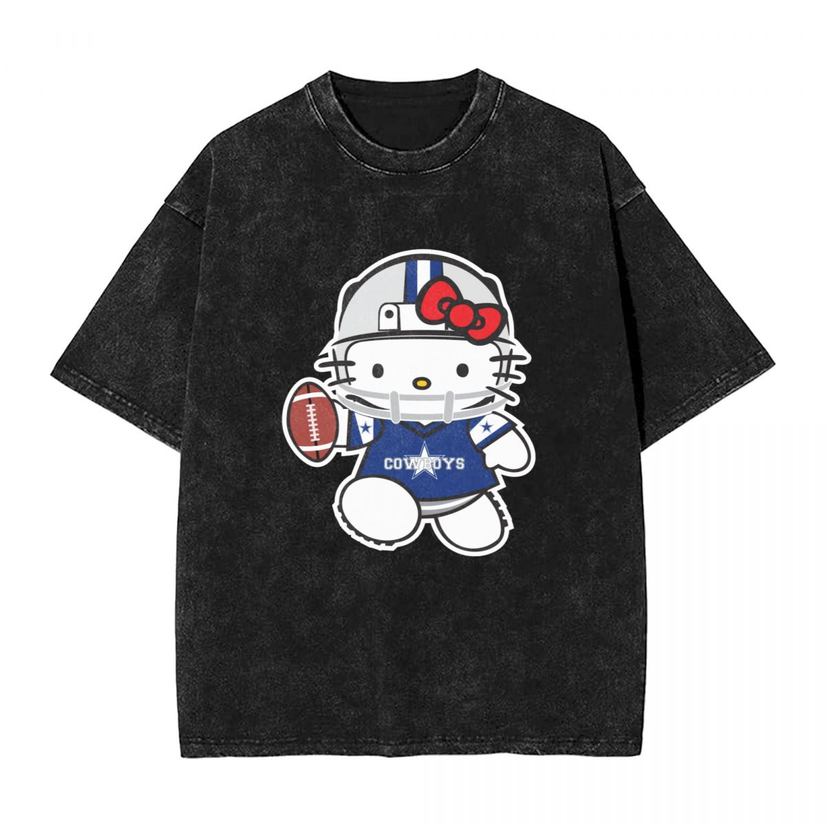 Dallas Cowboys Hello Kitty Washed Oversized Vintage Men's T-Shirt