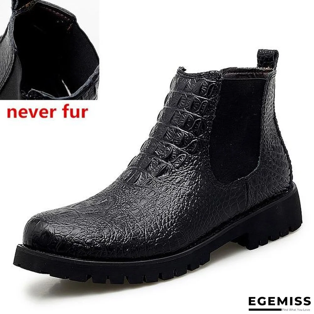 Cow Genuine Leather Men Boots Lace-Up Keep Warm Plush Snow Boots Motorcycle Boots Fashion | EGEMISS
