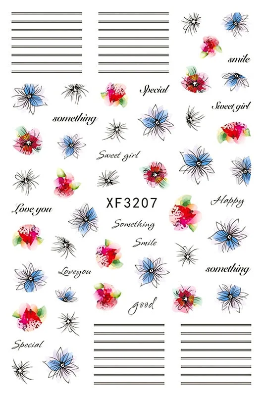 Daisy Nail Sticker for Design Decoration Nail Art Stickers Decals Back Glue Orchid Sticker for Nails Manicure Design Dandelion
