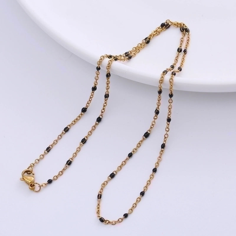 2 Pieces 304 Stainless Steel 18K Gold Plated Hawaiian Bohemian Epoxy Plating Geometric Necklace