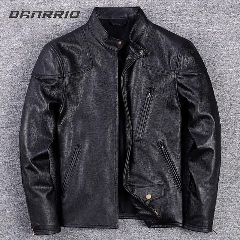J2003 Men's Casual Cowhide Motorcycle Leather Jacket DANRRIO.COM DANRRIO
