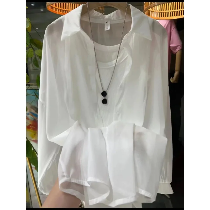 Uveng Uveng New Fashion Clothes Beaded Sunscreen Women Loose Lantern Sleeve Shirt Senior High-End
