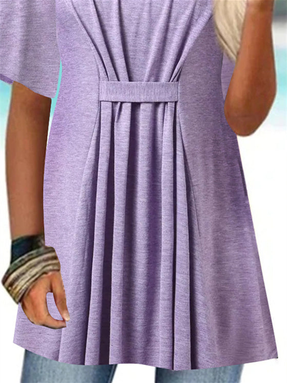 Women's Solid Color Short Sleeve Scoop Neck Top