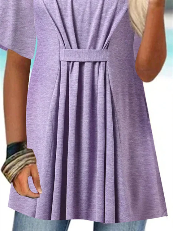 Women's Solid Color Short Sleeve Scoop Neck Top