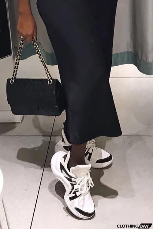 Chunky Mesh Two Tone Lace Up Sneakers