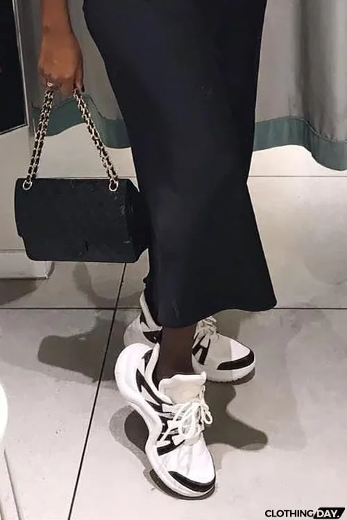 Chunky Mesh Two Tone Lace Up Sneakers