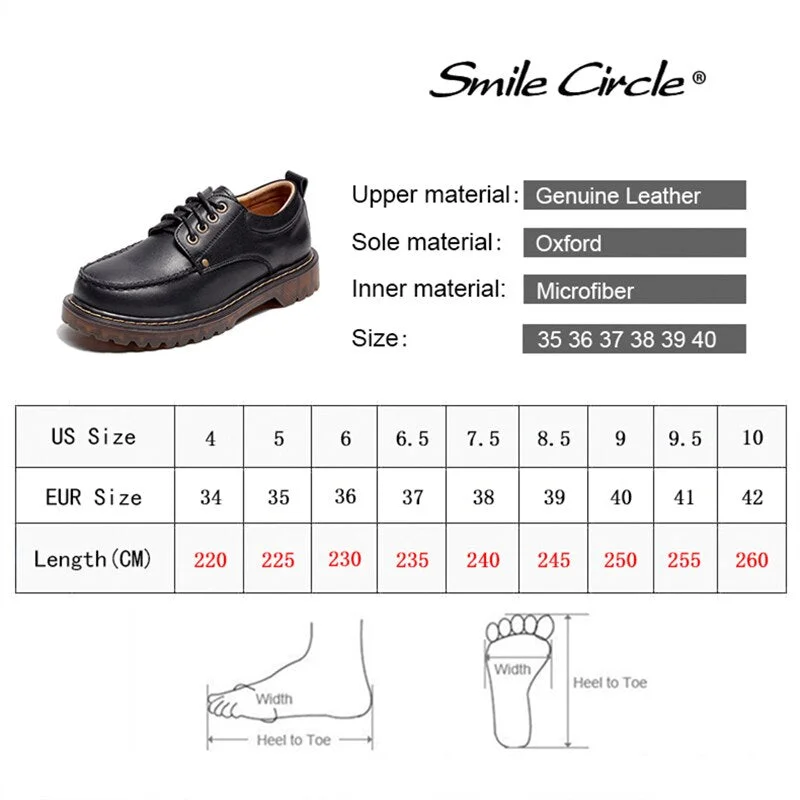 Smile Circle Flats Shoes Women Genuine leather platform Oxford shoes 2018 Autumn Comfortable Round Toe casual shoes