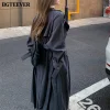 BGTEEVER Vintage Loose Double Breasted Female Long Trench Coats Autumn Winter Stylish Lapel Full Sleeve Women Belted Windbreaker
