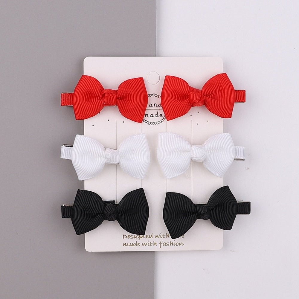 6Pcs/Set Sweet Mini Bows Hair Clips For Cute Girls Solid Ribbon Hairpins Boutique Barrettes Headwear Kids Hair Accessories Gifts