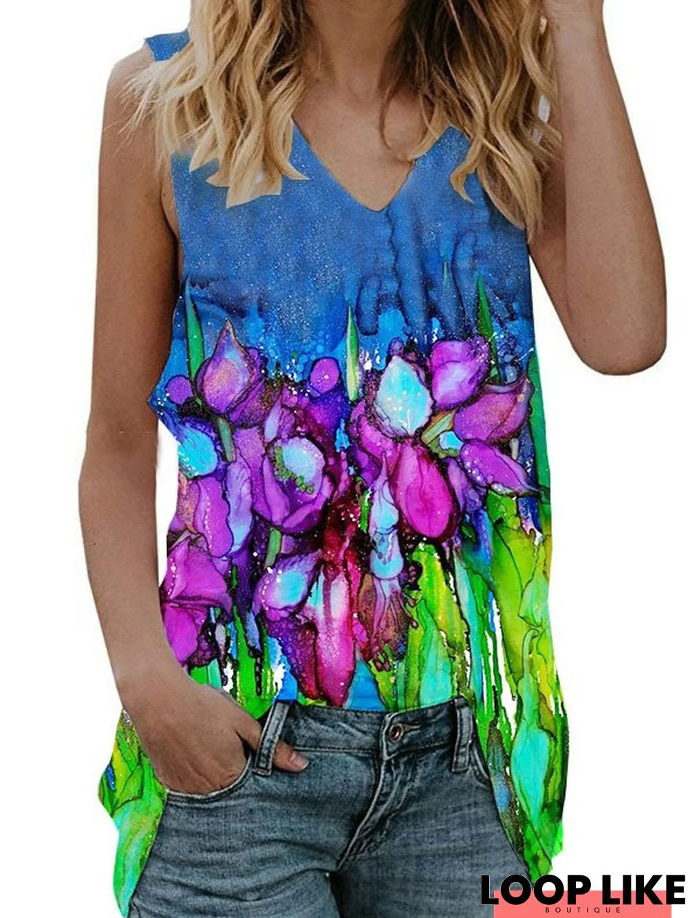 Cotton-Blend Sleeveless T-shirt